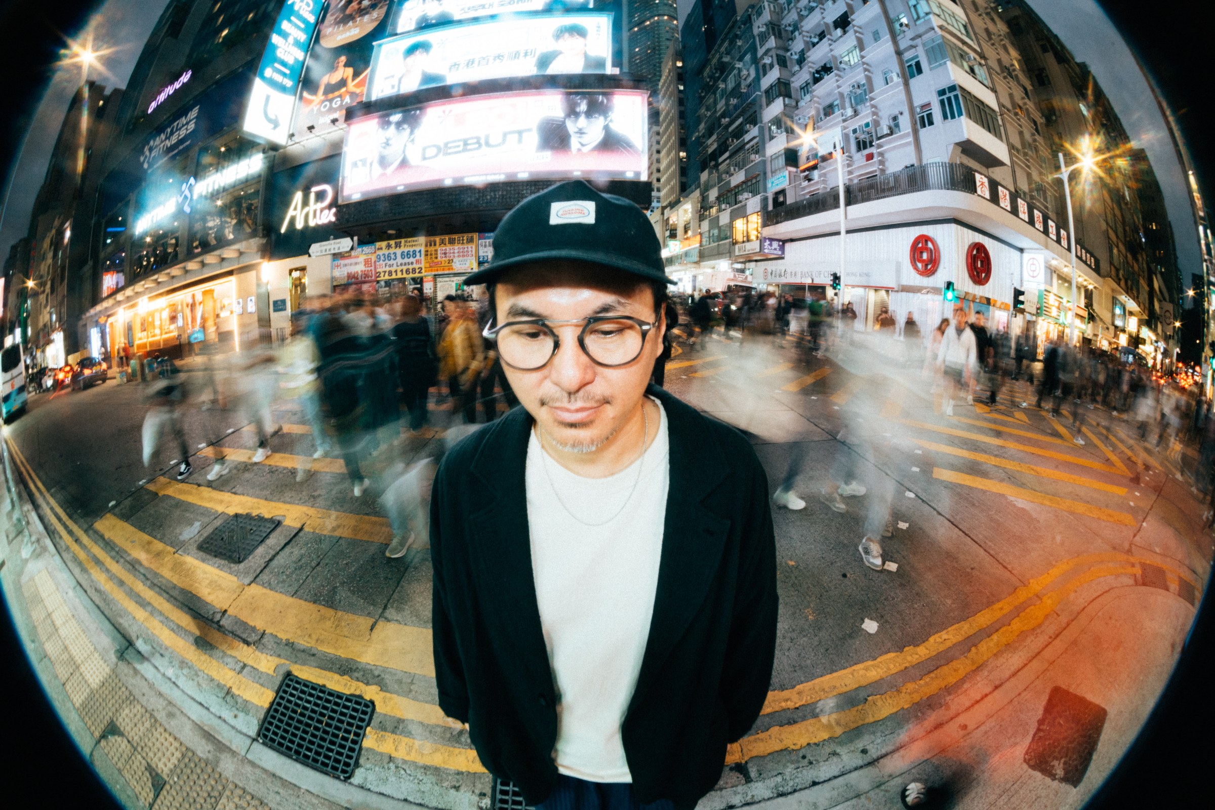 Fisheye city portrait of Hong Kong DJ artist Frankie by Eddie Huynh